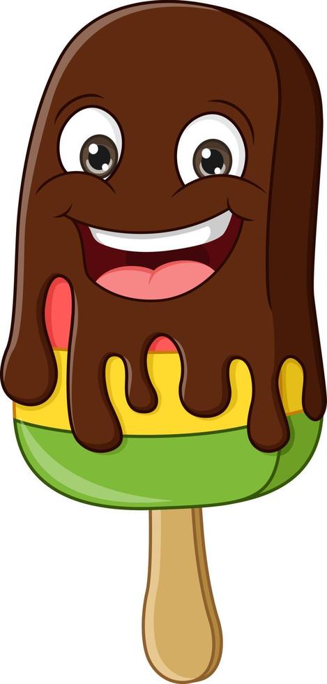 caricatura, divertido, sonriente, helado de chocolate vector