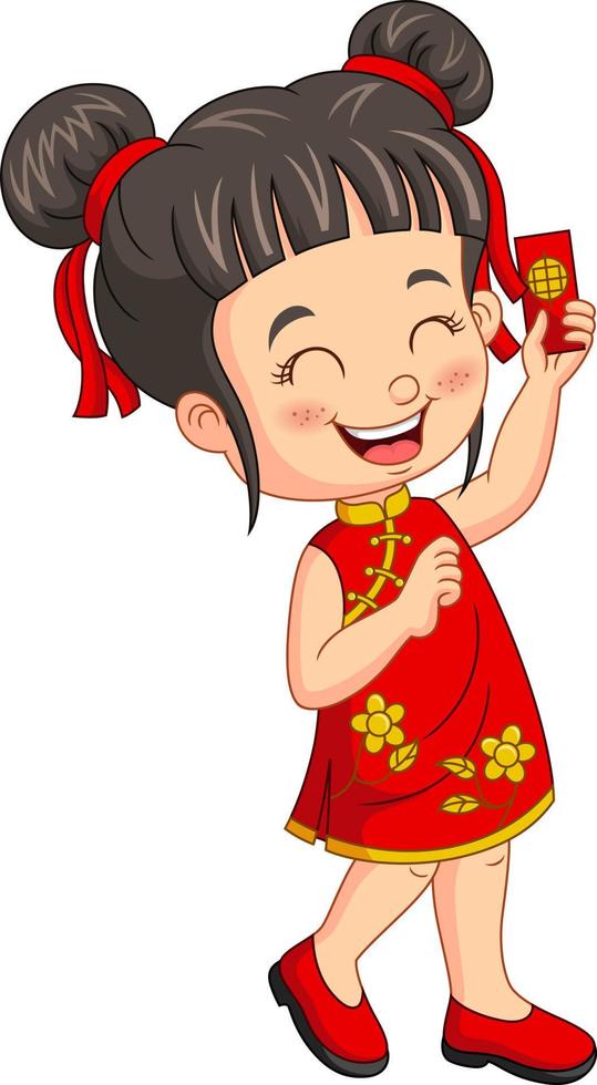 Cartoon chinese girl holding an envelope 5112844 Vector Art at Vecteezy