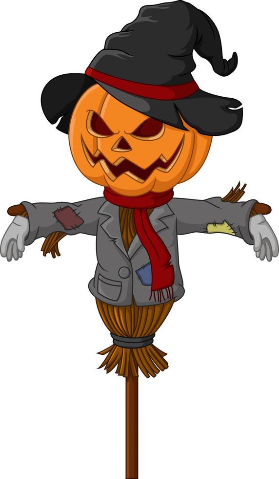 Cute halloween scarecrow pumpkin cartoon vector