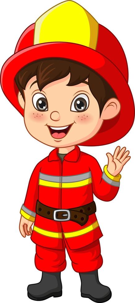 niño pequeño lindo que lleva el traje de bombero 5112882 Vector en Vecteezy