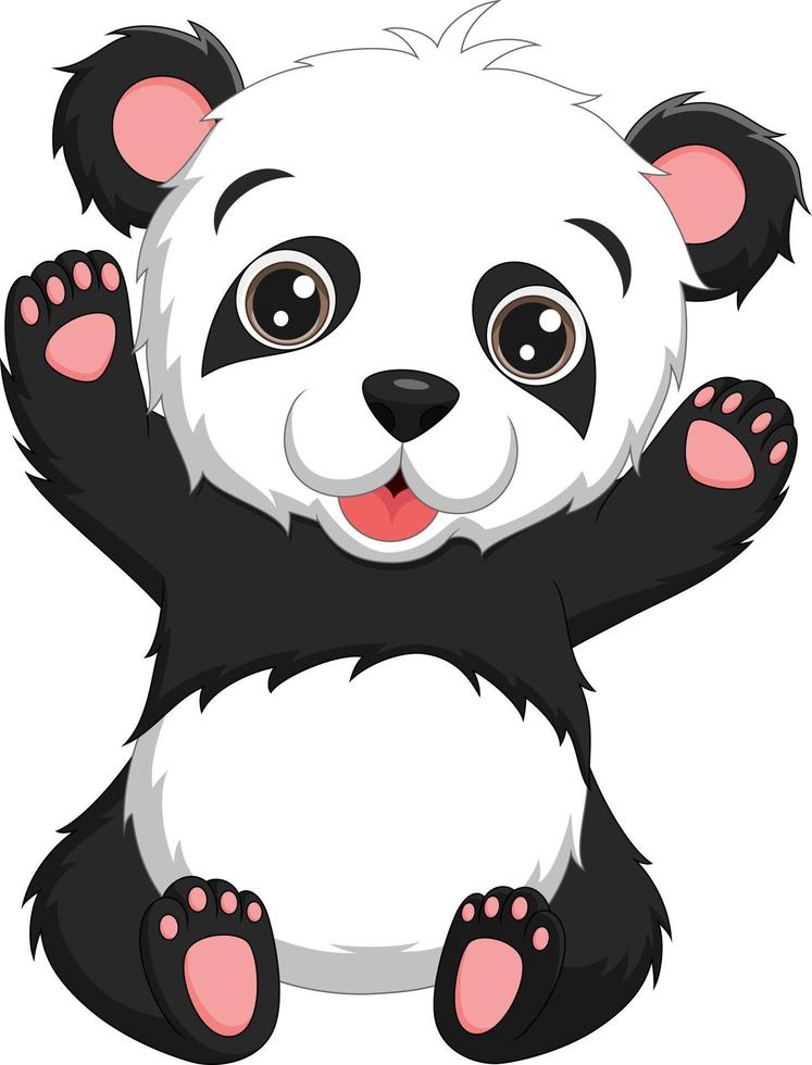 dibujos animados lindo bebé panda sentado vector