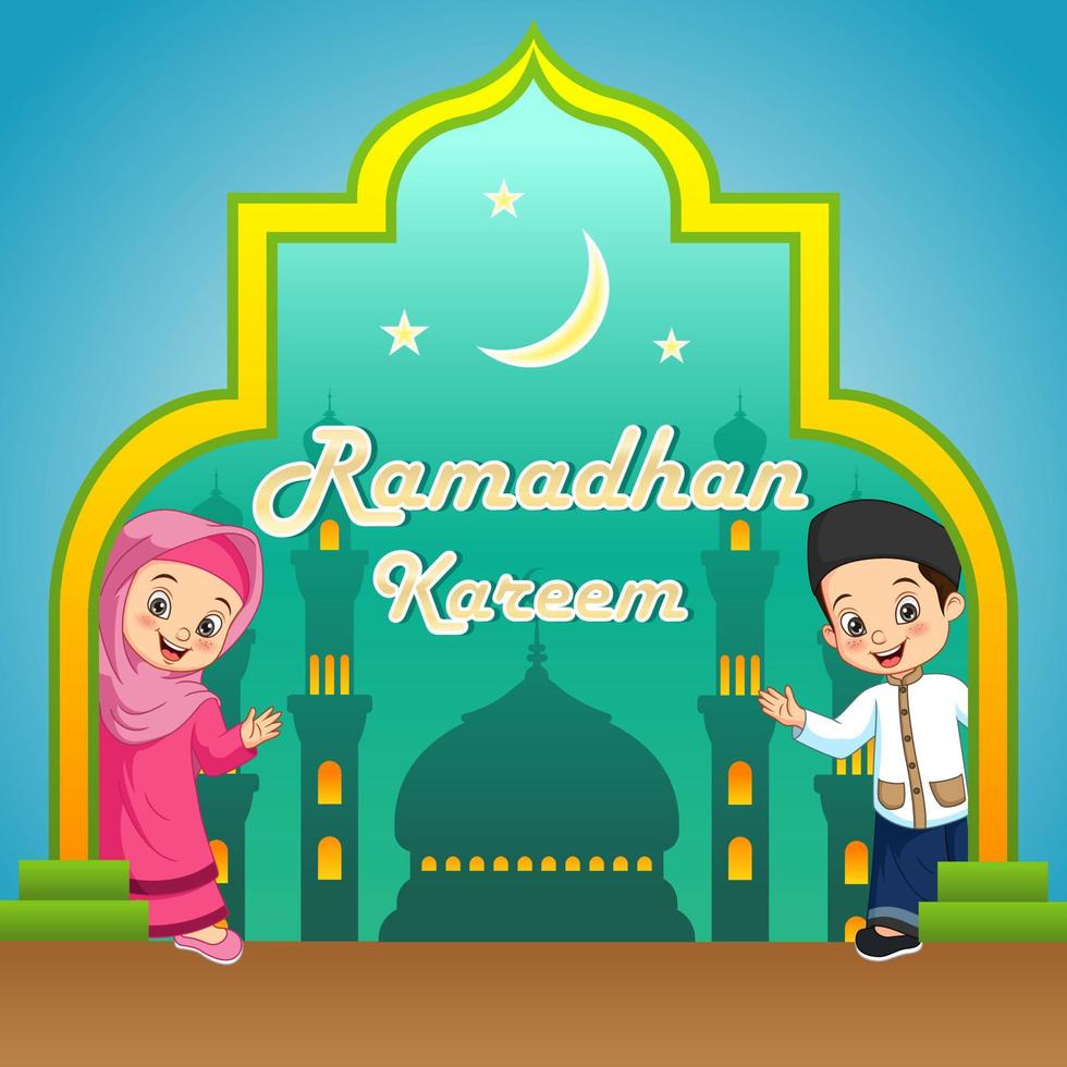 Ramadan kareem greeting card with funny cartoon muslim kids 5112908 Vector Art at Vecteezy Ramadan kareem greeting card with funny cartoon muslim kids 5112908 Vector Art at Vecteezy