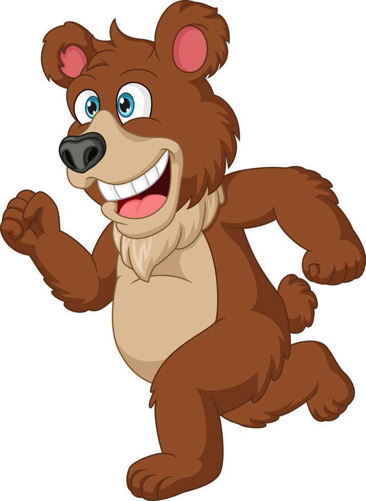 Cartoon funny brown bear running vector