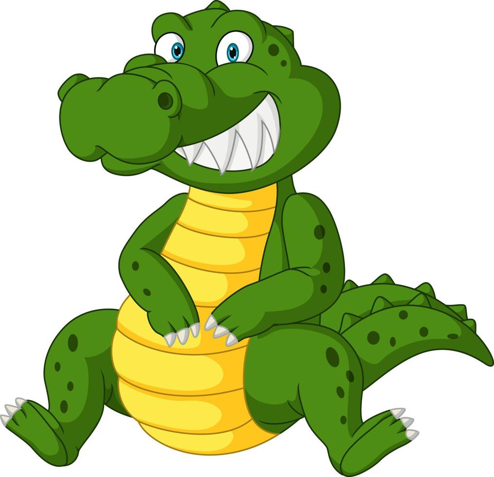 Cute angry crocodile cartoon sitting vector