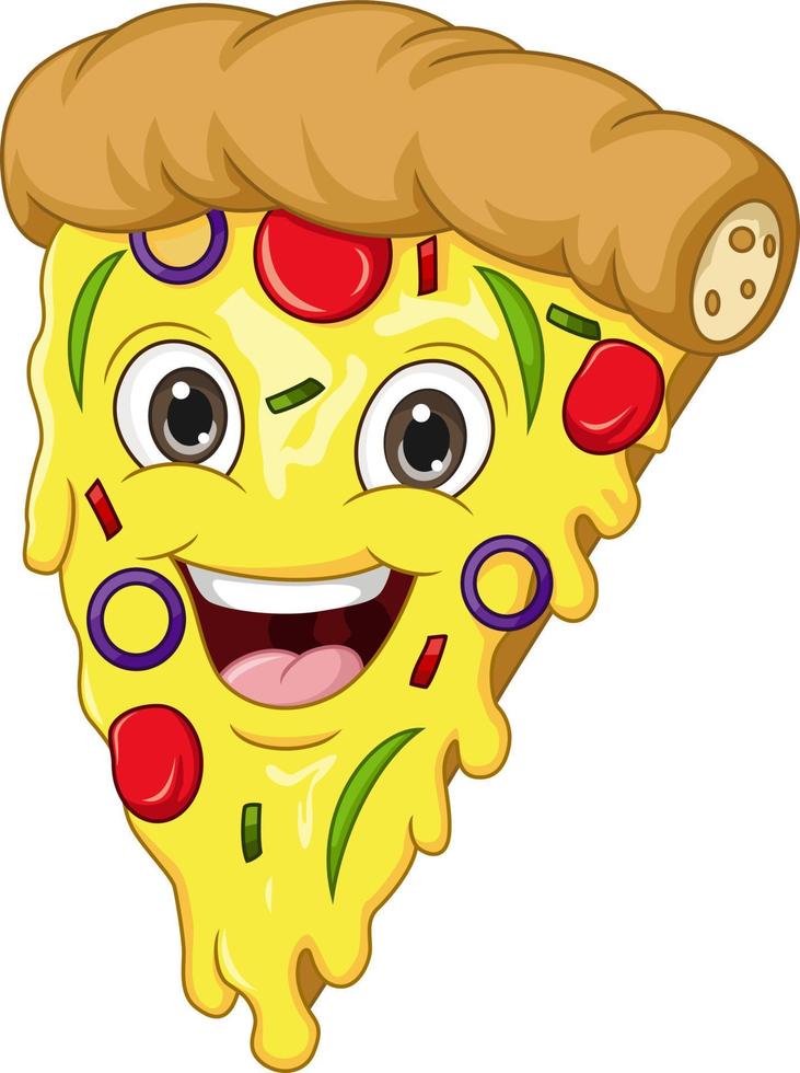 Cartoon smiling pizza mascot character vector