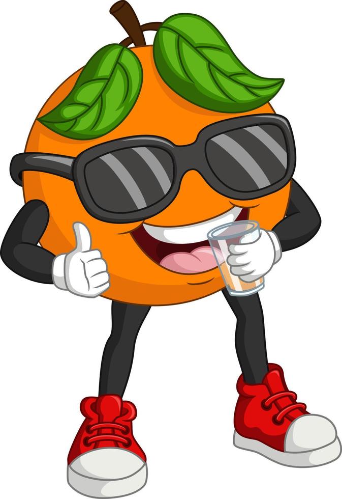 personaje naranja divertido de dibujos animados dando pulgar vector