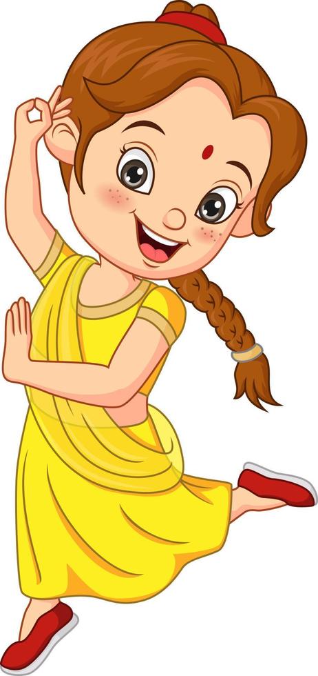 Cartoon funny girl wearing national costume of India 5112969 Vector Art at  Vecteezy