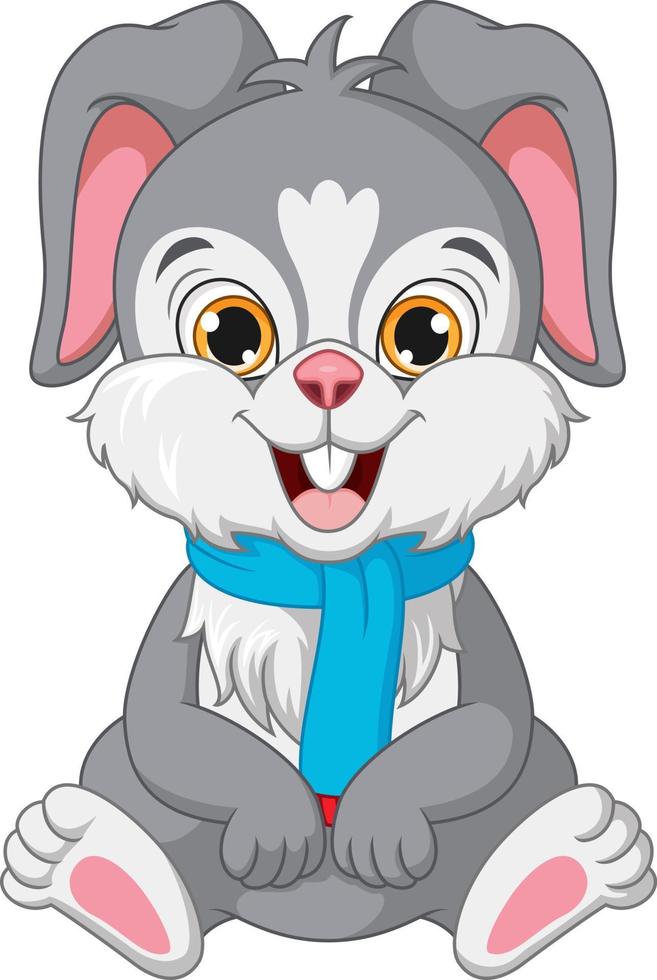 Cartoon rabbit in scarf sitting vector