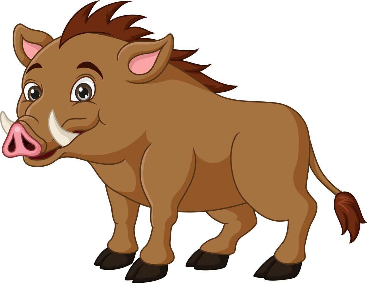 Wild boar cartoon on white background vector