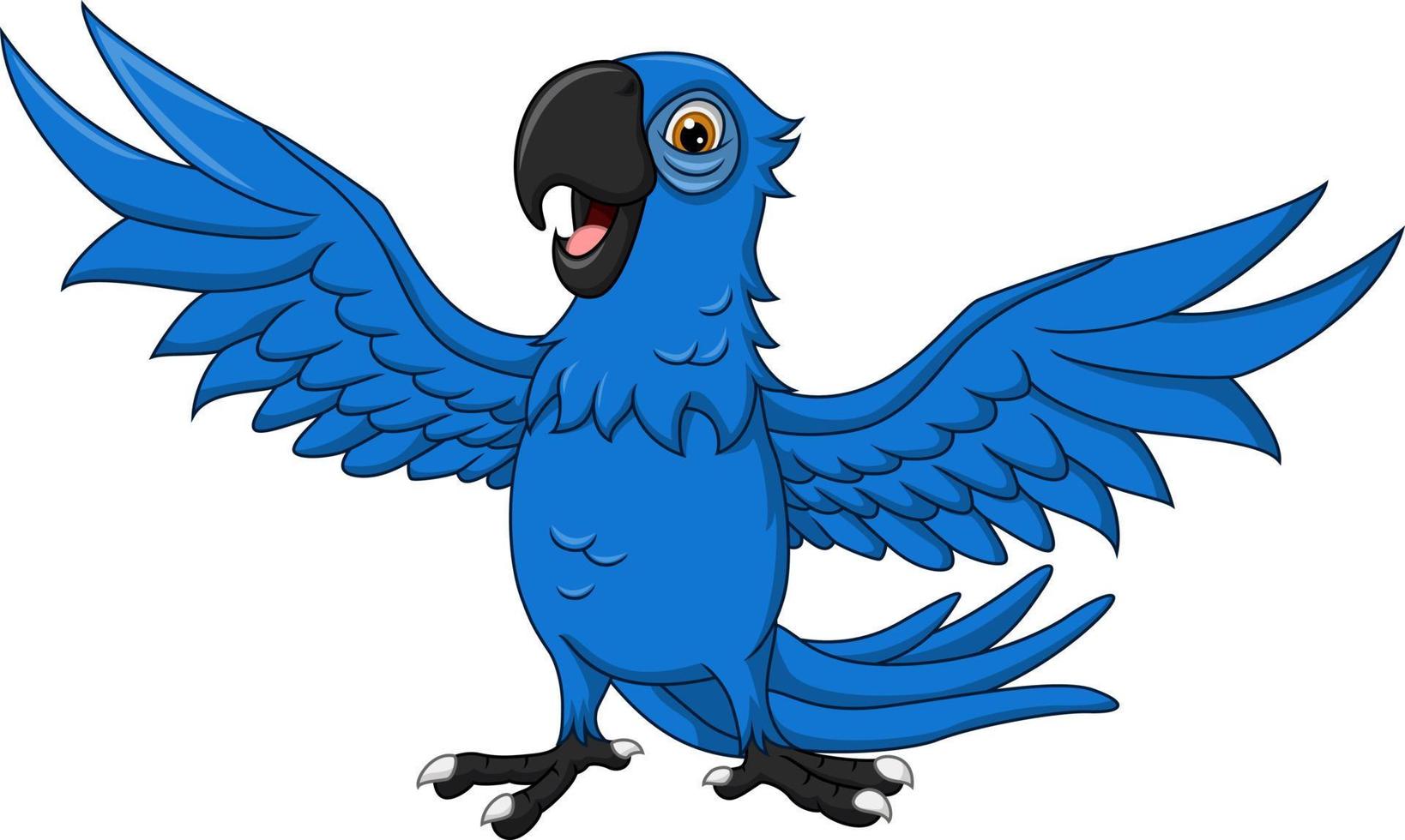 Cartoon happy blue macaw on white background vector