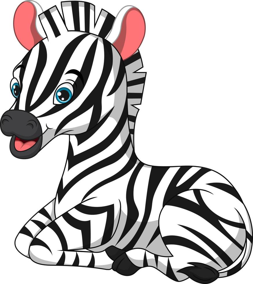 Cute zebra cartoon isolated on white background vector