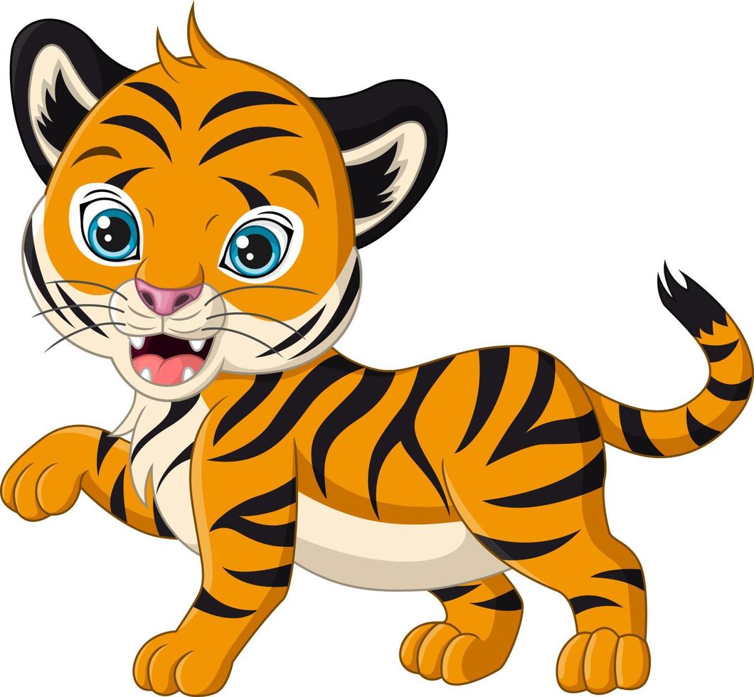 Cute baby tiger cartoon on white background 5113014 Vector Art at Vecteezy