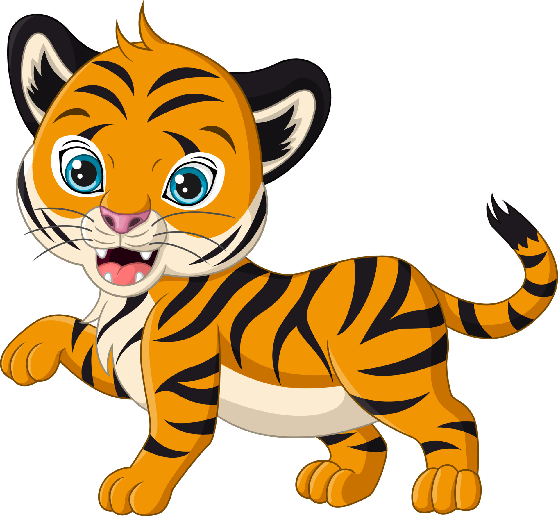 Cute baby tiger cartoon on white background 5113014 Vector Art at Vecteezy