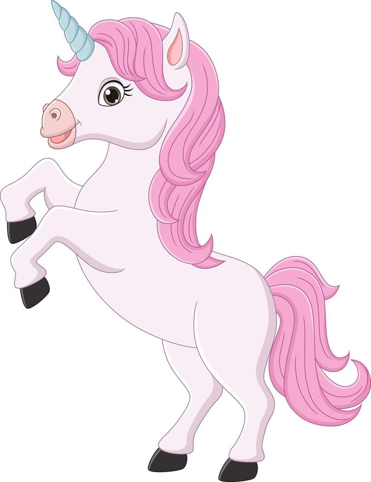 dibujos animados pequeño unicornio mágico rosa 5113021 Vector en Vecteezy