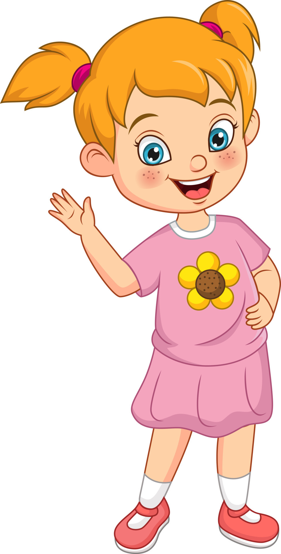 Cartoon cute little girl waving hand 5113024 Vector Art at Vecteezy