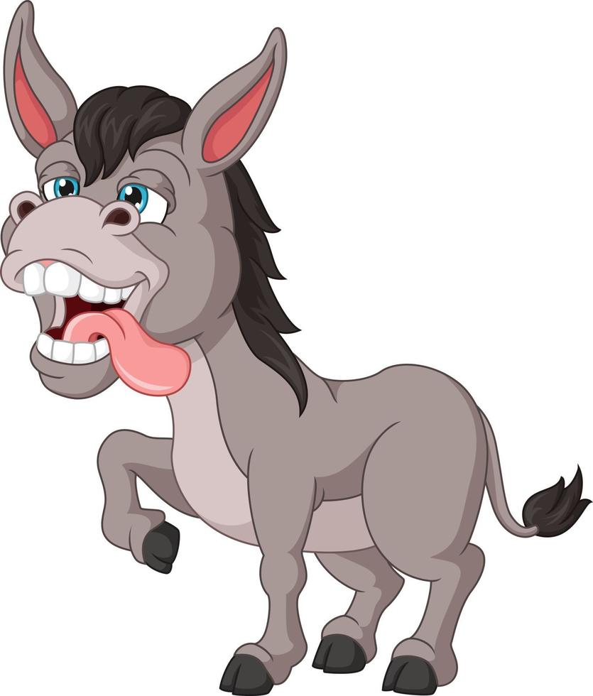 Crazy donkey cartoon on white background vector