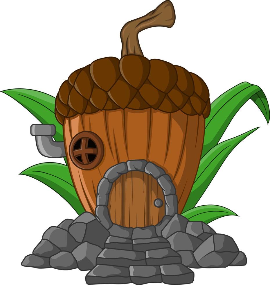 Cartoon fairytale house in the form of an acorn vector