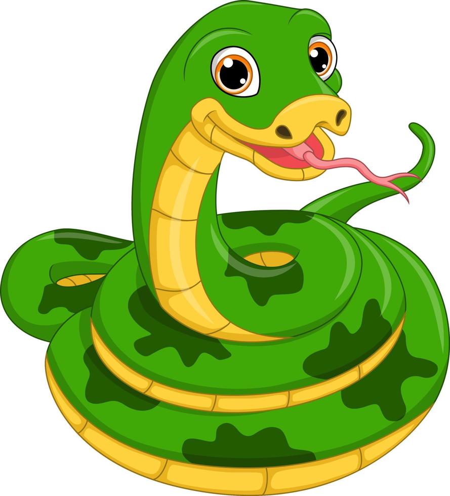 Cute dibujos animados de serpiente verde sobre fondo blanco. 5113065 Vector  en Vecteezy