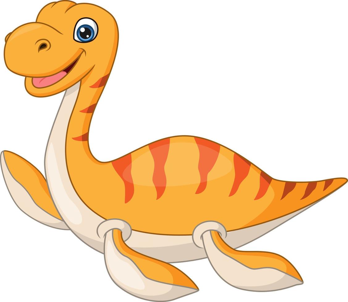 Cartoon funny plesiosaurus on white background vector