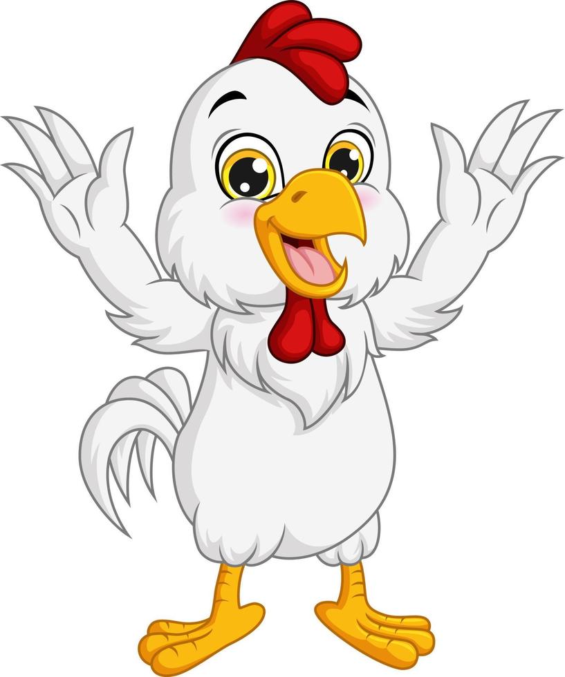 Cartoon happy chicken on white background vector