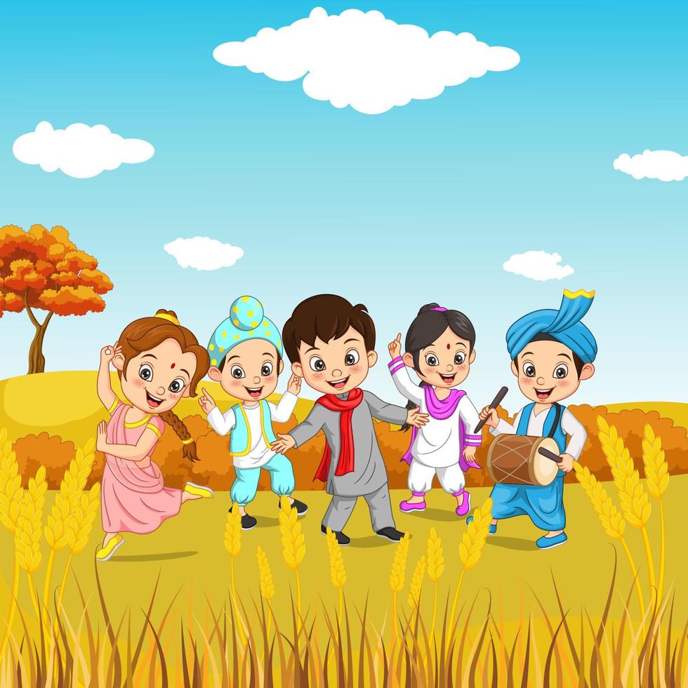 Indian children playing in the park vector