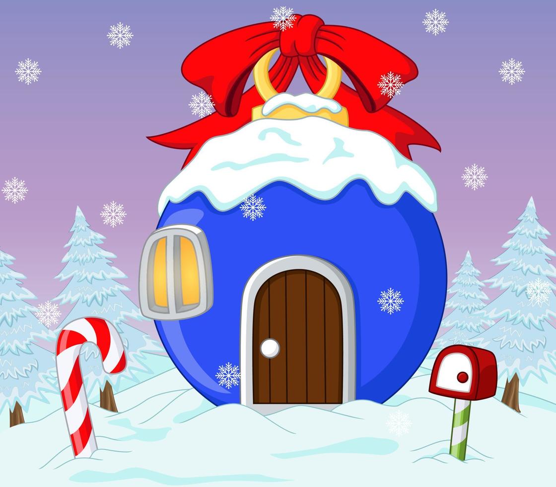 Christmas blue house in shape of ball vector