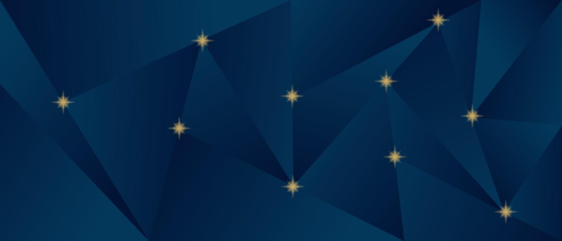 fondo 3d abstracto con patrón poligonal, pequeñas estrellas doradas. tarjeta de invitación geométrica moderna. vector