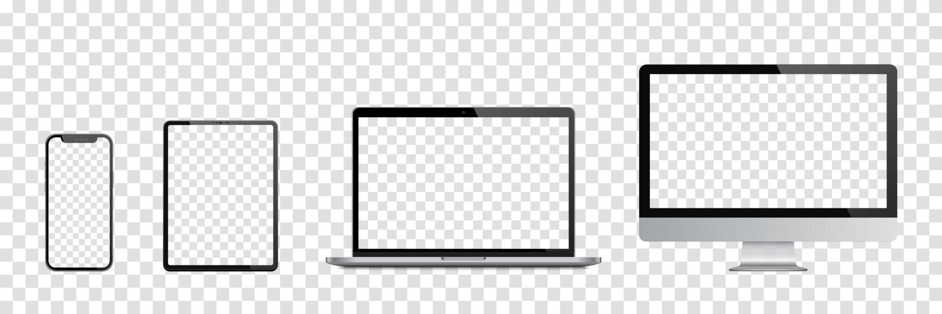 Realistic set of Monitor, laptop, tablet, smartphone. Vector illustration