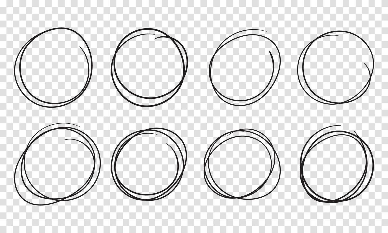 Hand drawn circle line sketch set. Vector circular scribble doodle round circles for message note mark design element