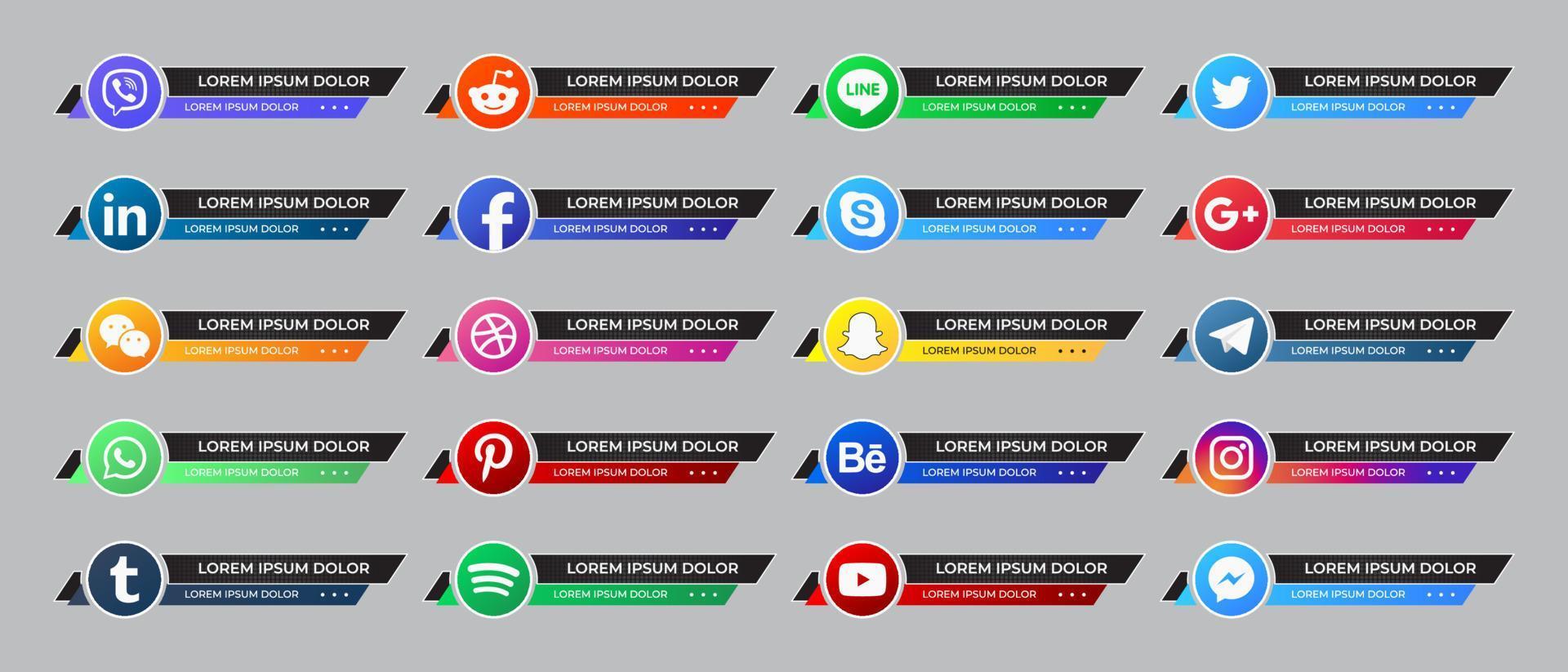 Social media web lower third banners template design. Vector illustration