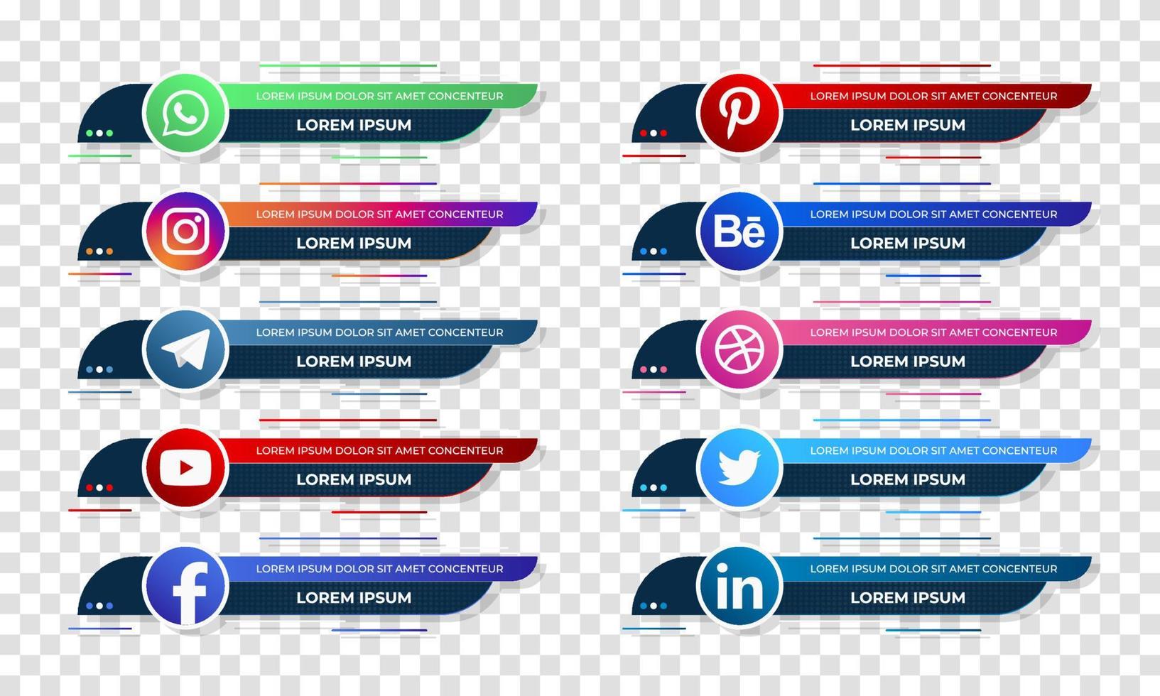 Social media web lower third banners template design. Vector illustration