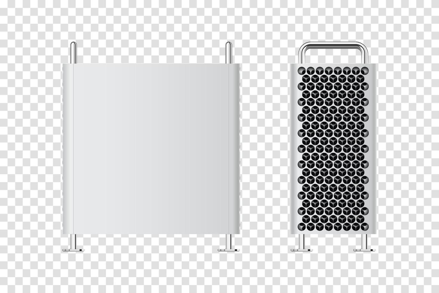 Realistic new technology computer. front and side view computer with grated cheese style. Premium Vector