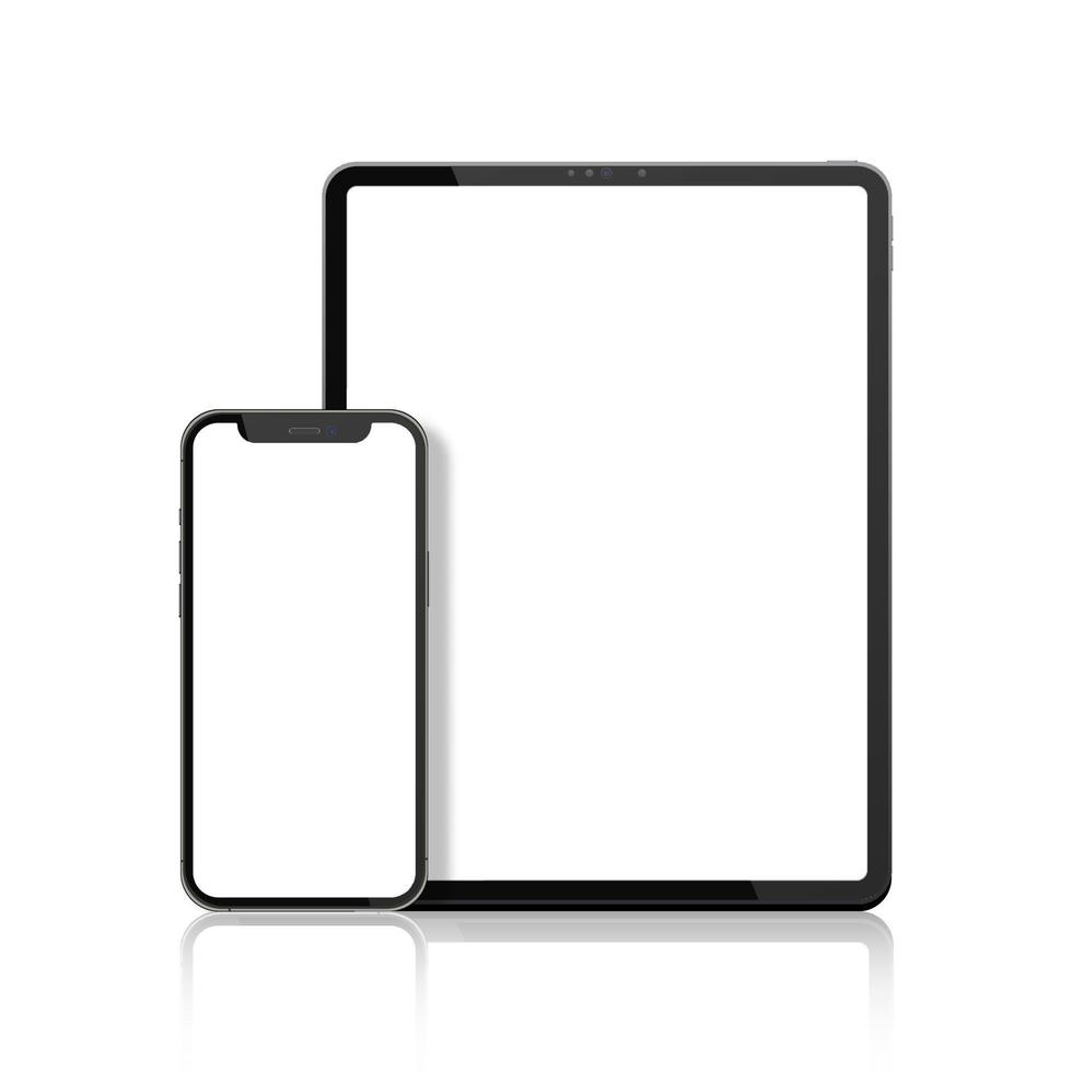 Realistic Tablet and Smartphone. Set of Device Mockup Separate Groups and Layers. New Easily Editable Vector. vector