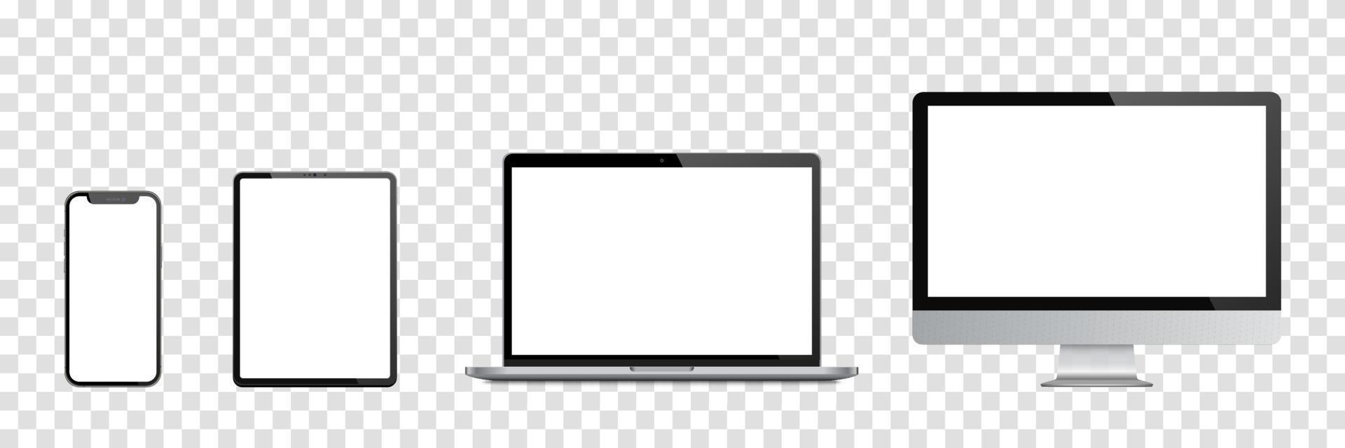 Realistic set of Monitor, laptop, tablet, smartphone. Vector illustration