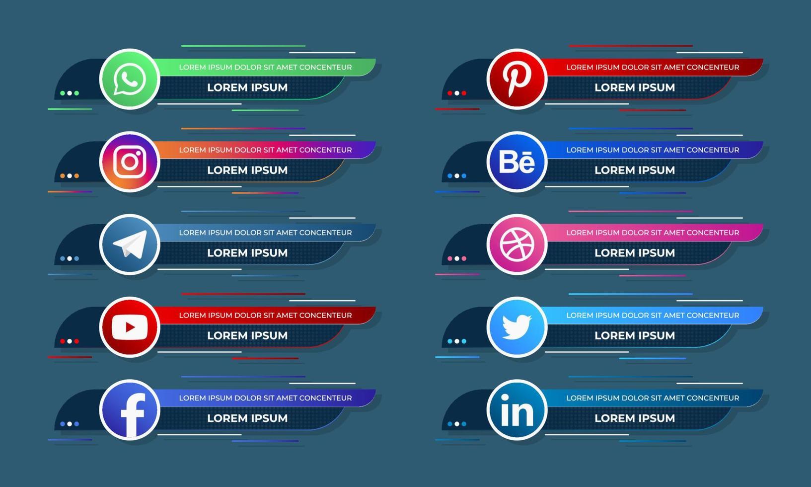 Social media web lower third banners template design. Vector illustration