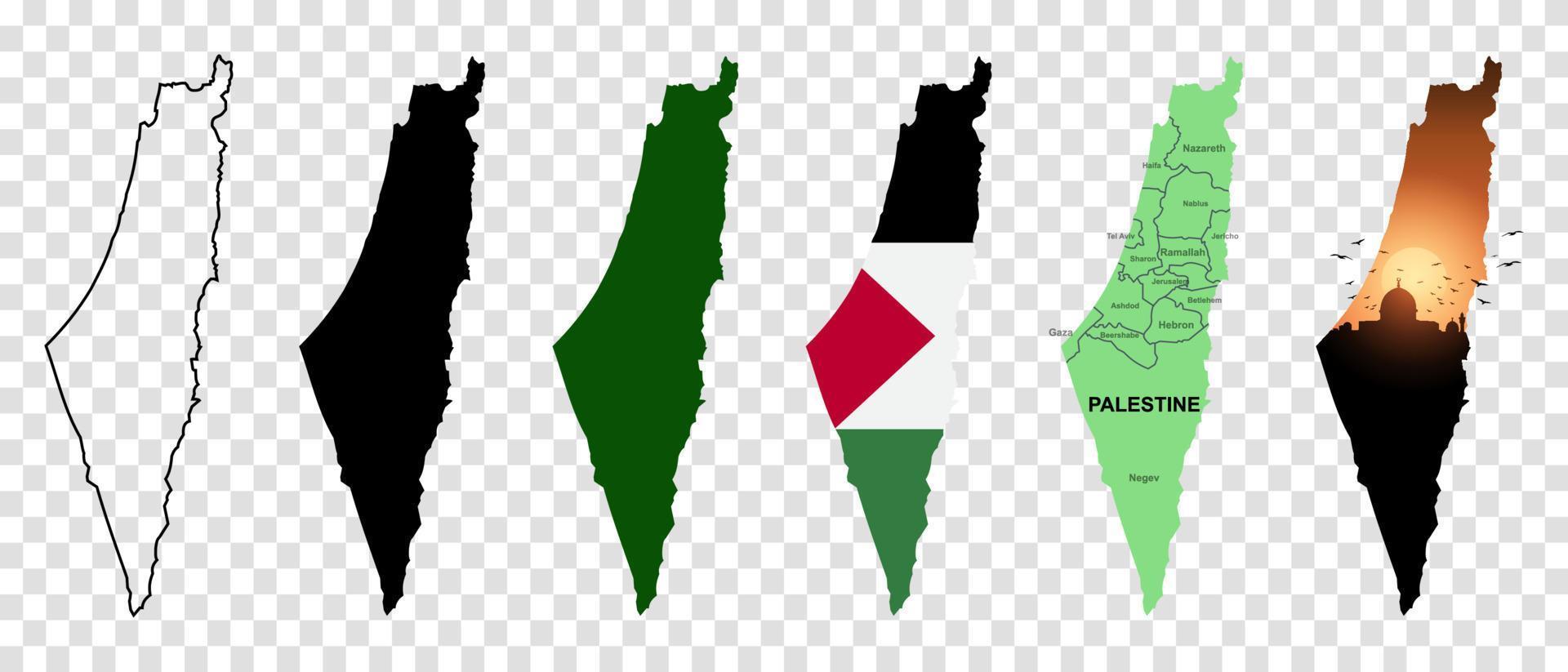 mapa vectorial de palestina aislado sobre fondo blanco. ilustración vectorial vector