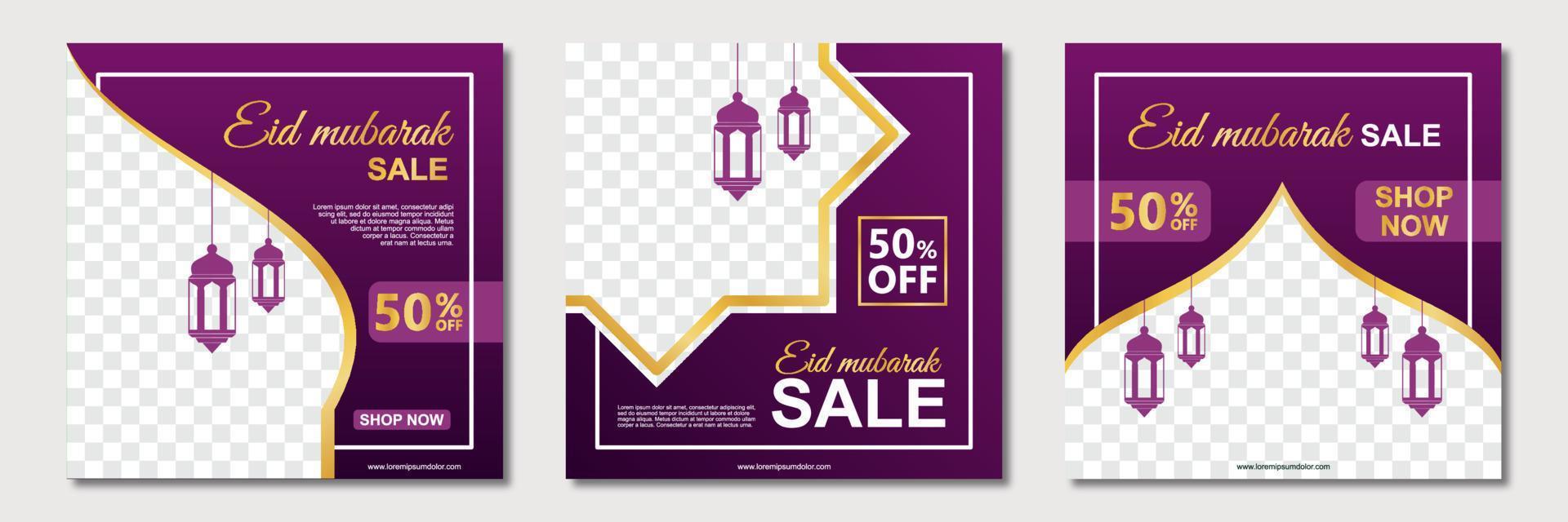 Set of ramadan square banner template design. Vector illustration