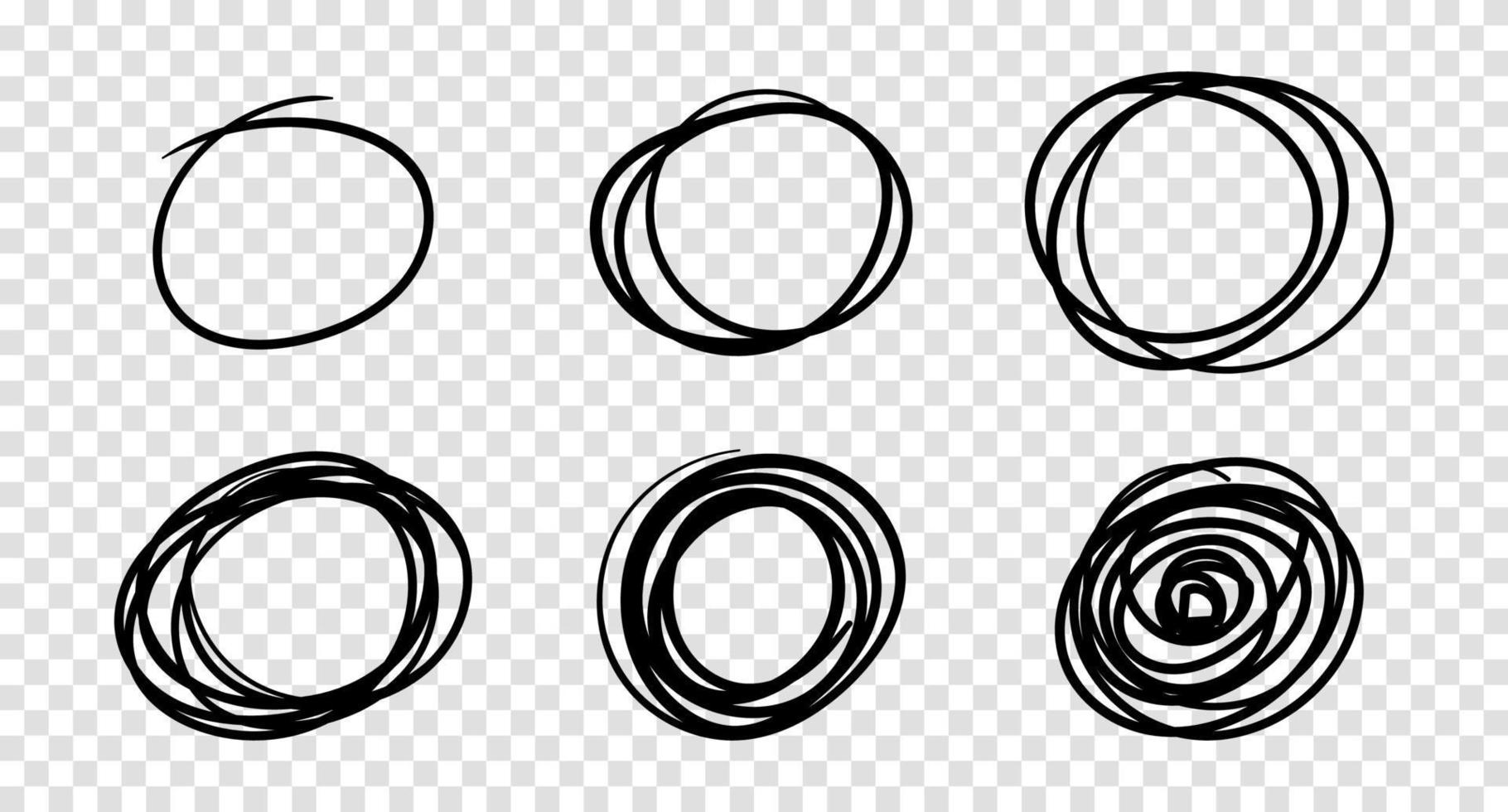 círculos de garabatos dibujados a mano, elementos de diseño de logotipo vectorial vector