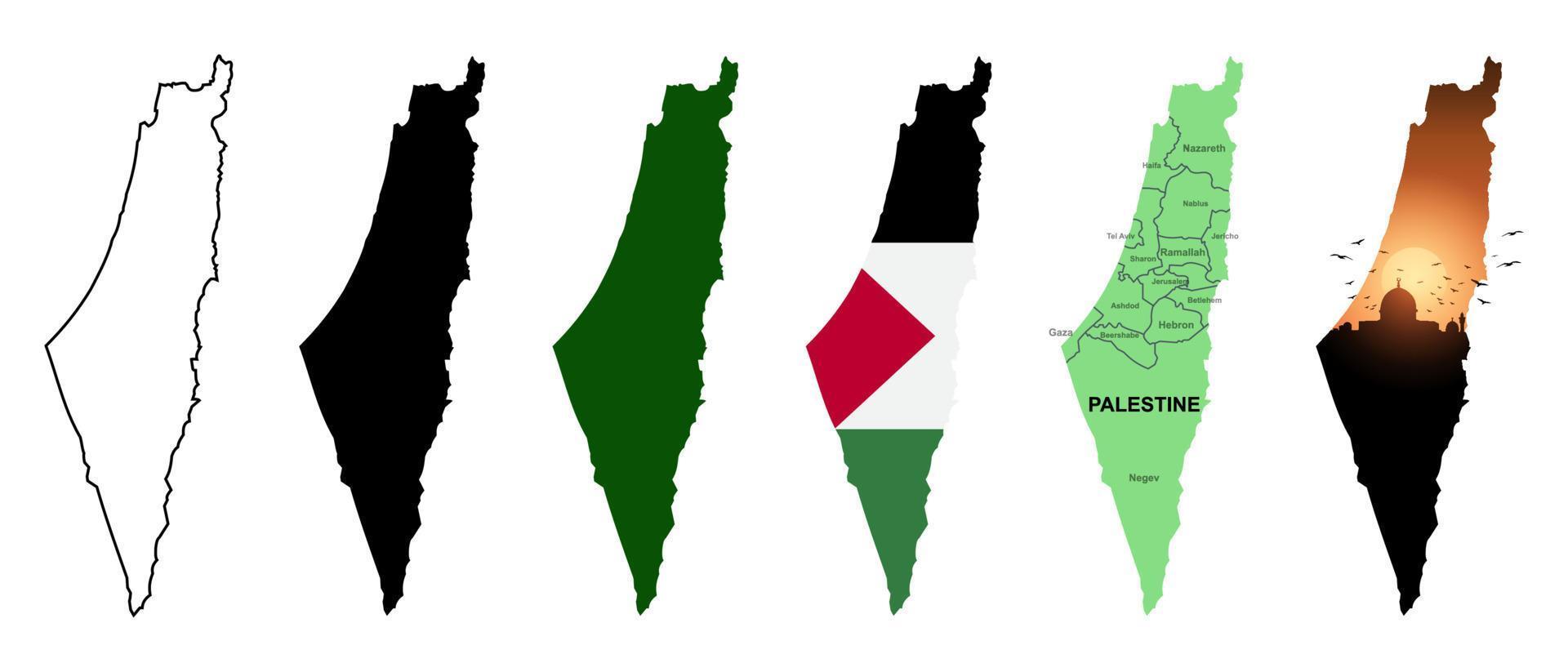 mapa vectorial de palestina aislado sobre fondo blanco. ilustración vectorial vector