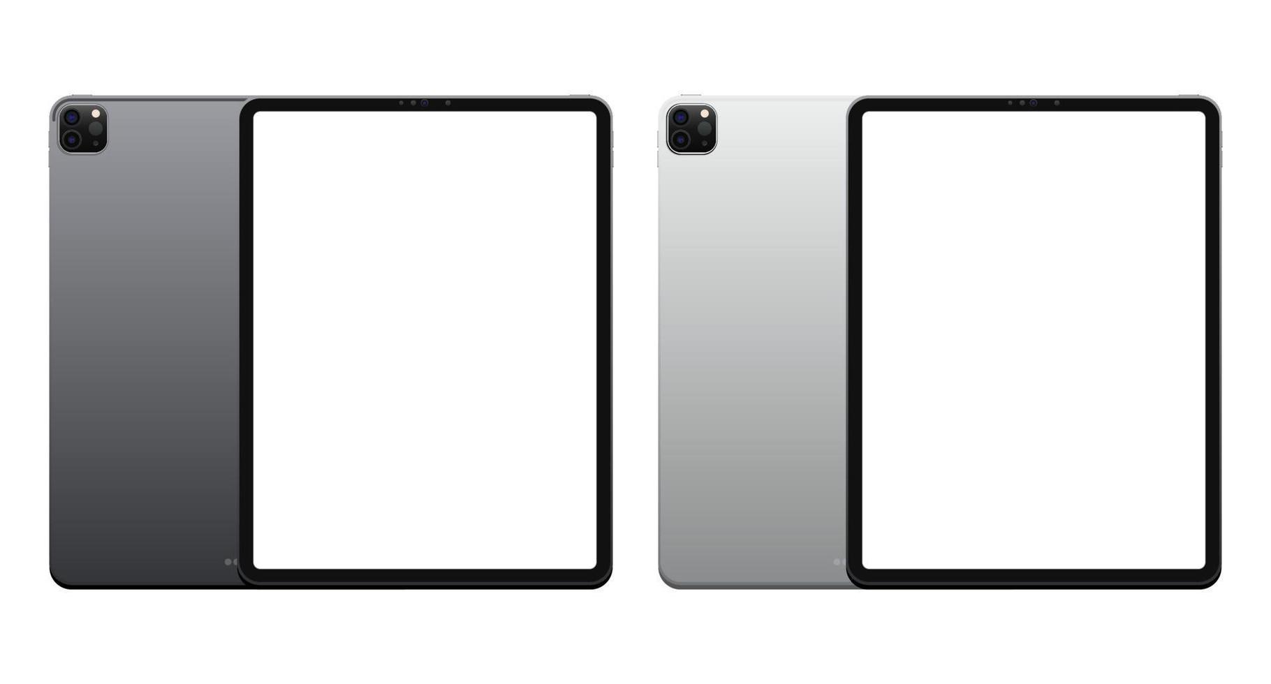 Front and back side tablet. Mockup screen tablet with blank screen. Realistic vector illustration. EPS10