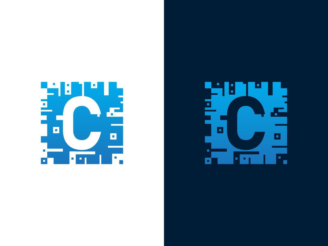 Initial letter C and chip card vector logo design