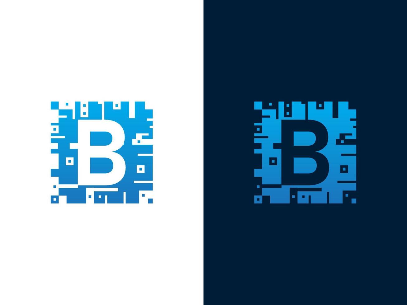 diseño de logotipo de vector de tarjeta de chip y letra inicial b