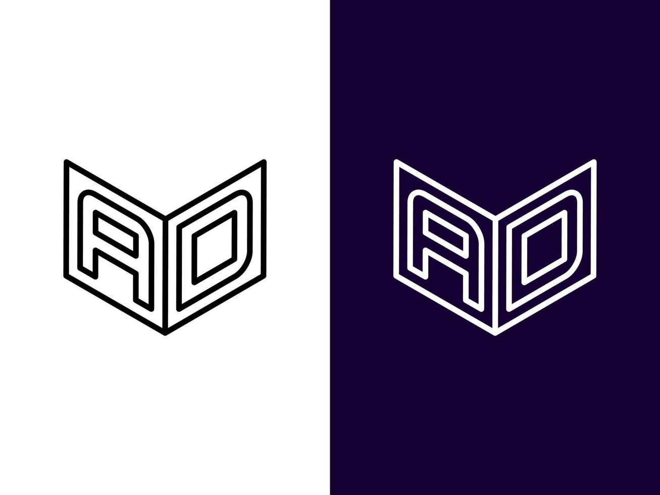 Initial letter AD minimalist modern 3D logo design vector