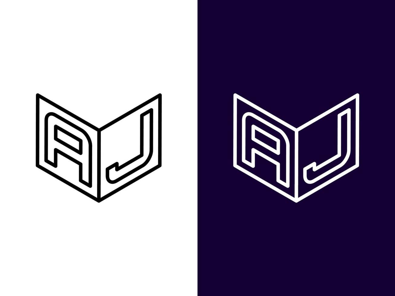 letra inicial aj diseño de logotipo 3d minimalista y moderno vector