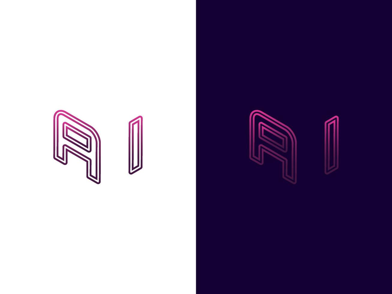 Initial letter AI minimalist and modern 3D logo design vector