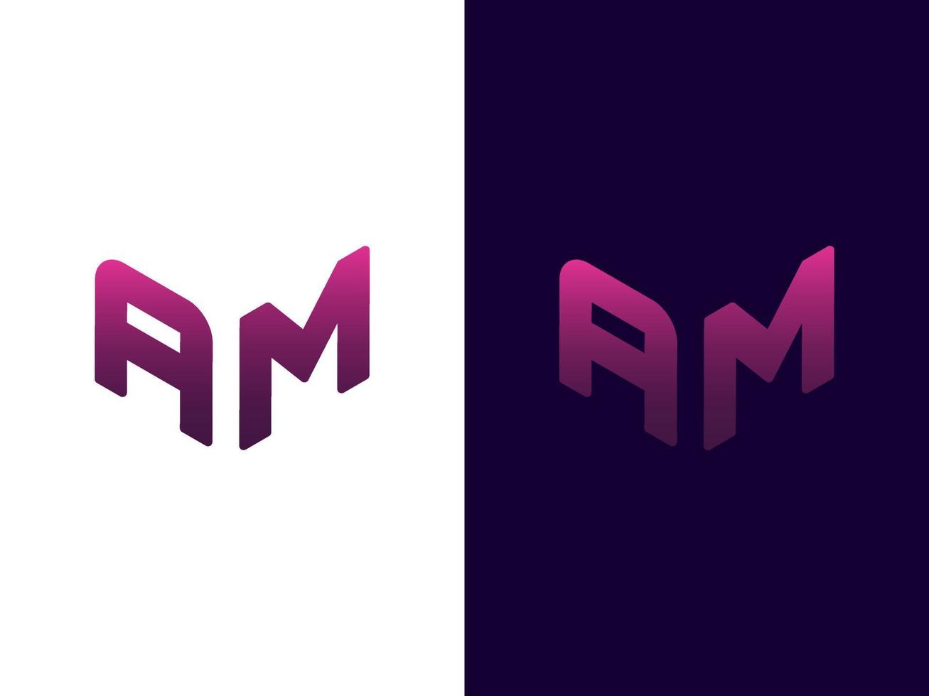 Initial letter AM minimalist and modern 3D logo design vector