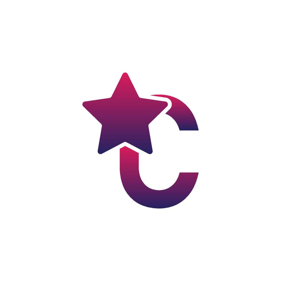 vector c diseño de logotipo de letra inicial con estrella