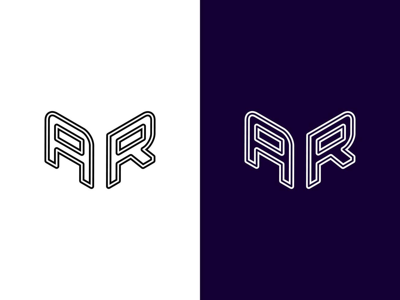 letra inicial ar diseño de logotipo 3d minimalista y moderno vector