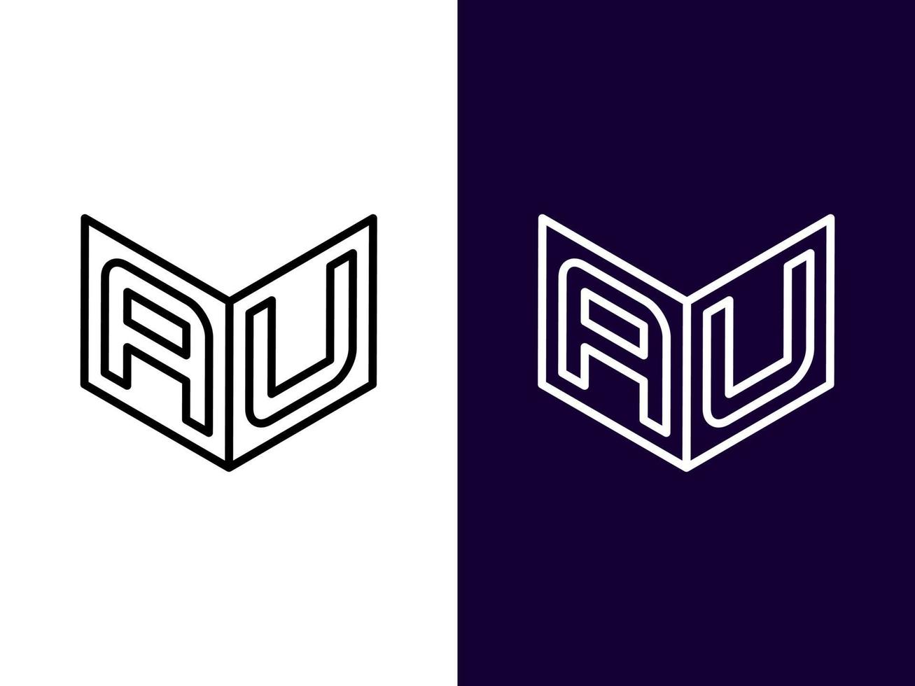 Initial letter AU minimalist and modern 3D logo design vector