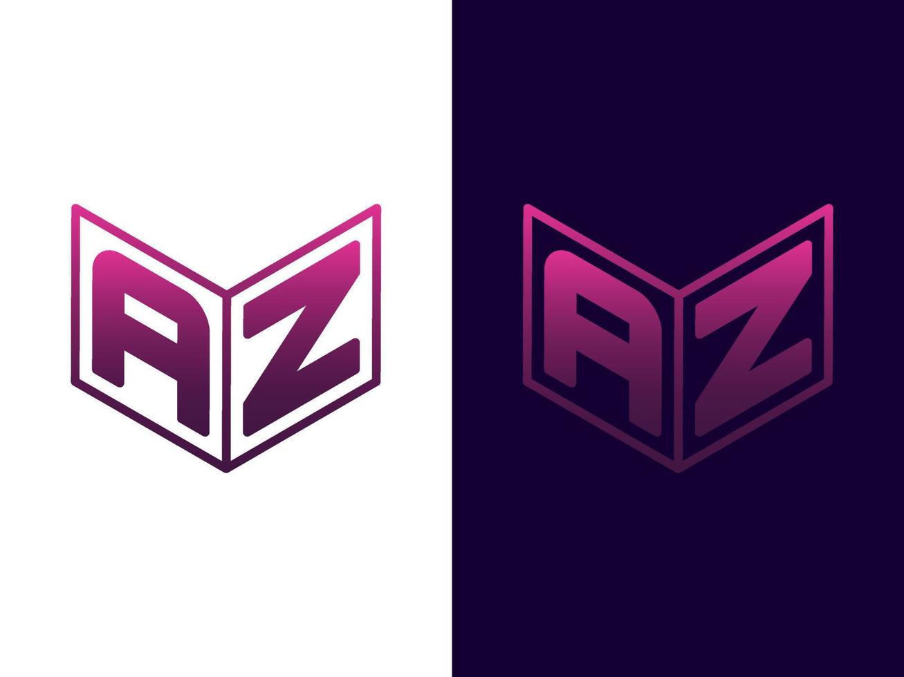 Initial letter AZ minimalist and modern 3D logo design vector